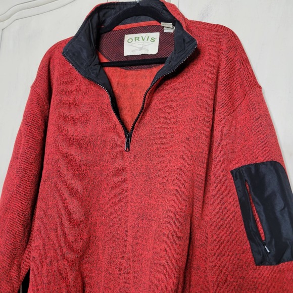 Orvis Men's 1/4 Zip Burnt Orange Arm Pocket Knit Fleece Interior Sweater✨️sz XXL - Picture 1 of 10